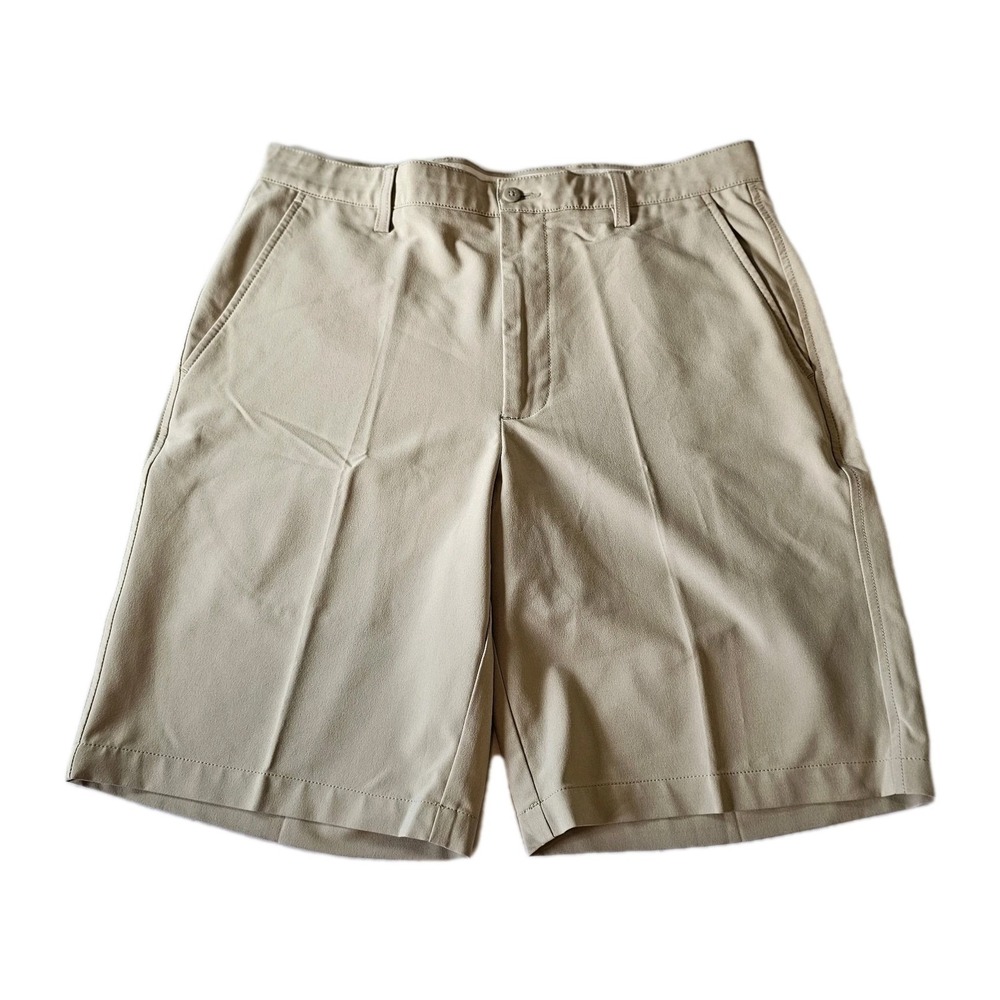 FootJoy Flat Front Performance Golf Shorts Beige Men's Size 34 10" Inseam EUC